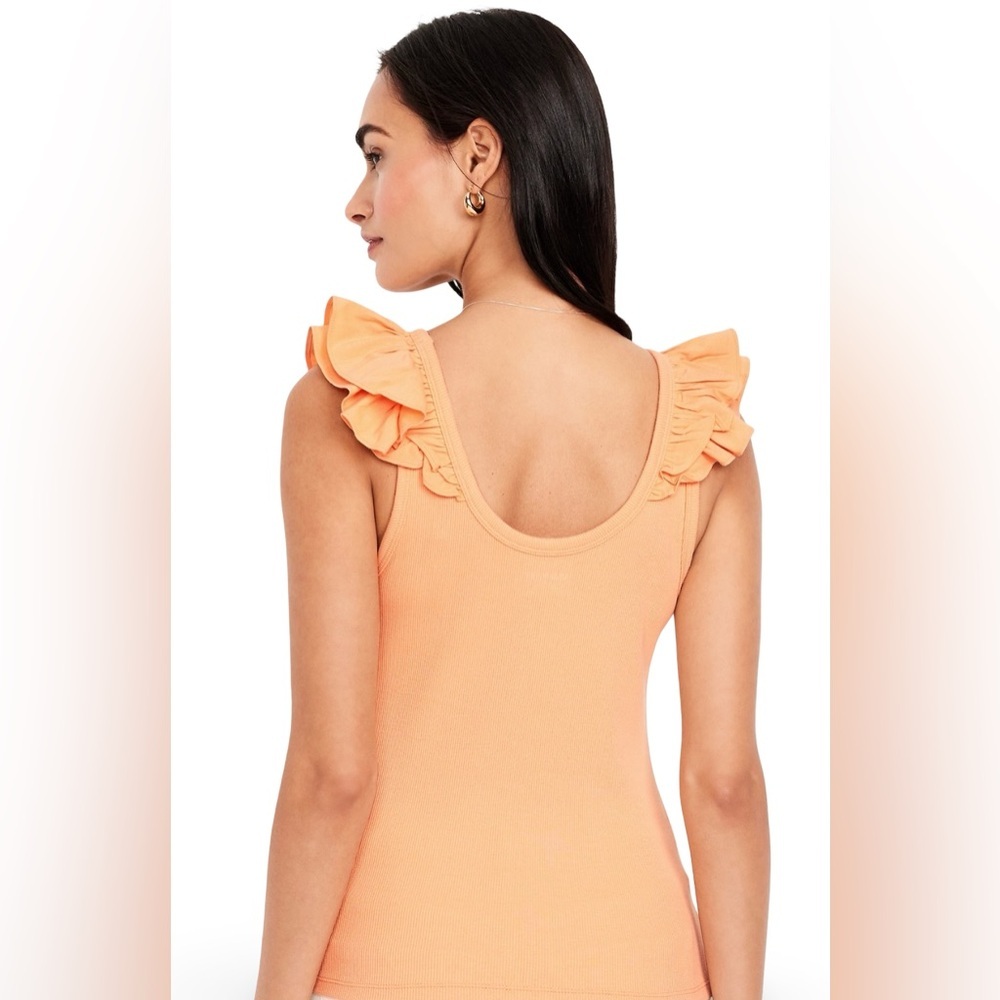 NWTS💓GAP OLD NAVY LG💓PEACH BLOSSOM PREMIUM RIBBED V NECK FLUTTERED SLEEVE TOP - Picture 5 of 11